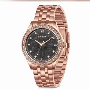 Invicta Wildflower Rose Gold Watch with Black Dial 33mm